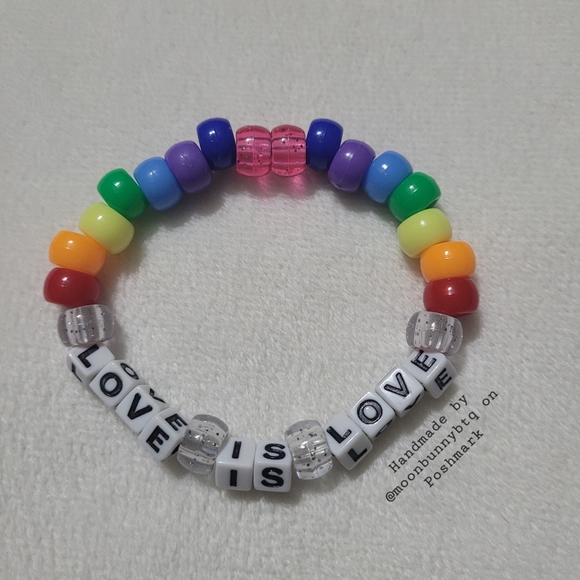 Handmade stacking bracelets "ally" LGBT pride 🏳️🌈 beaded kandi - Picture 5 of 9